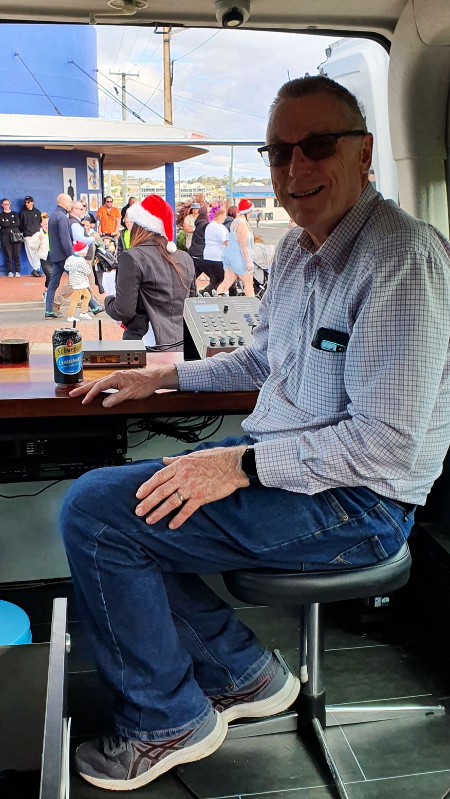 Manager, Steve Fraser, in the TamarFM Van